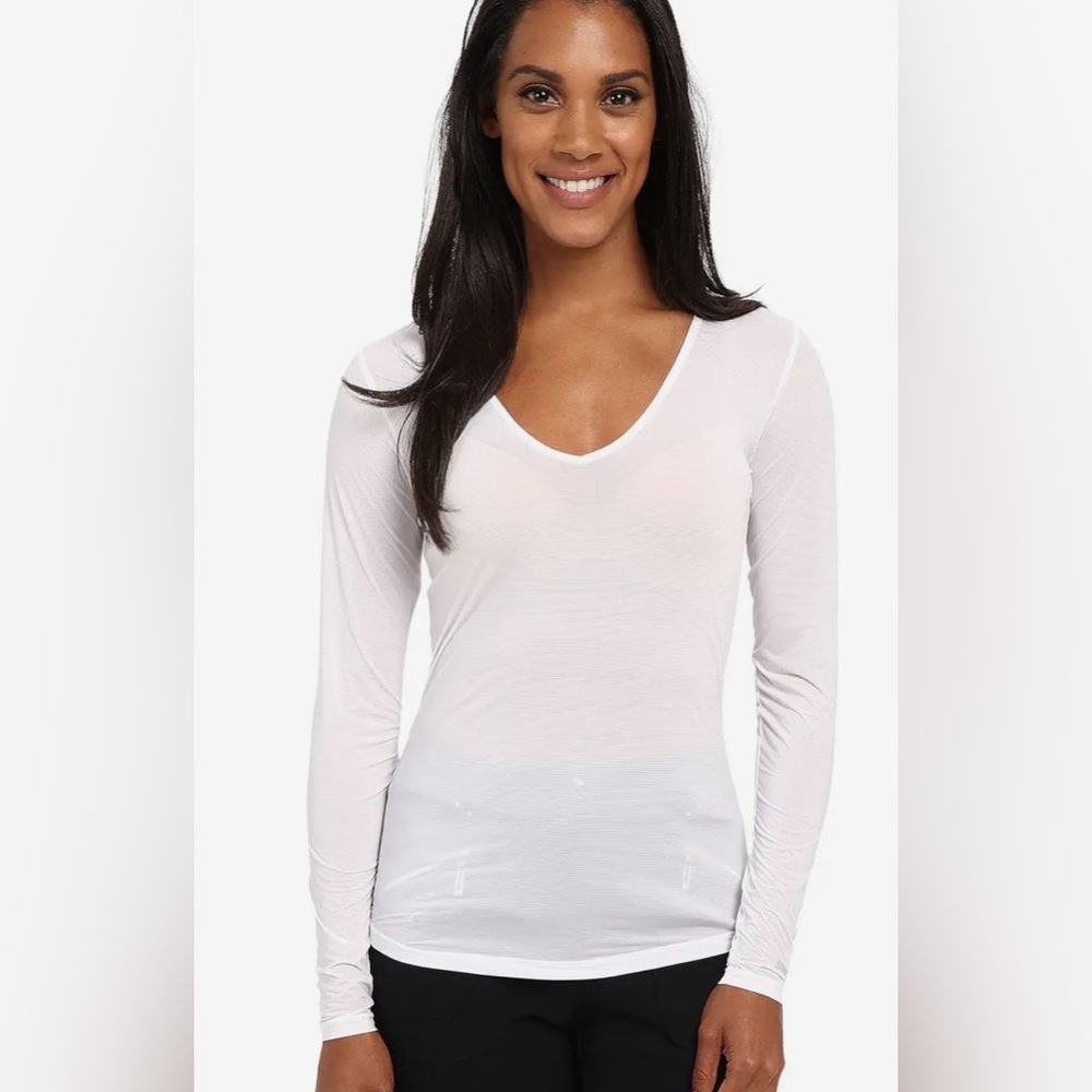 Jamie Sadock White Long Sleeve V-Neck Top